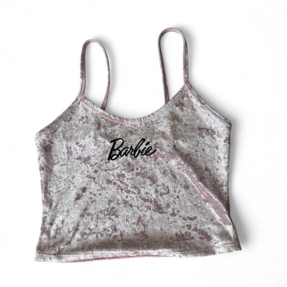 Barbie - Pink Velvet Crop Top - Women's Small - Y2K 90s Aesthetic Cami Tank - Picture 1 of 5